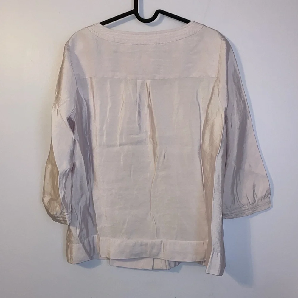J. Jill Light Purple Square Neckline 3/4 Sleeve Button Front Blouse Size MP - Picture 9 of 14